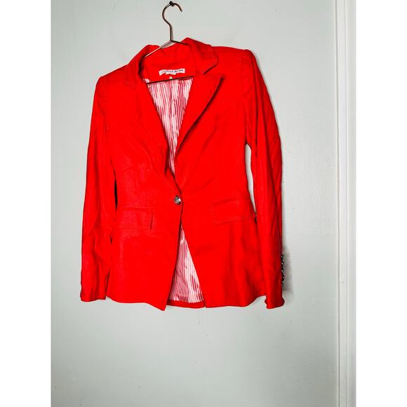 VERONICA BEARD Red Lined Single Button Blazer Coat Size 0 - Picture 1 of 8